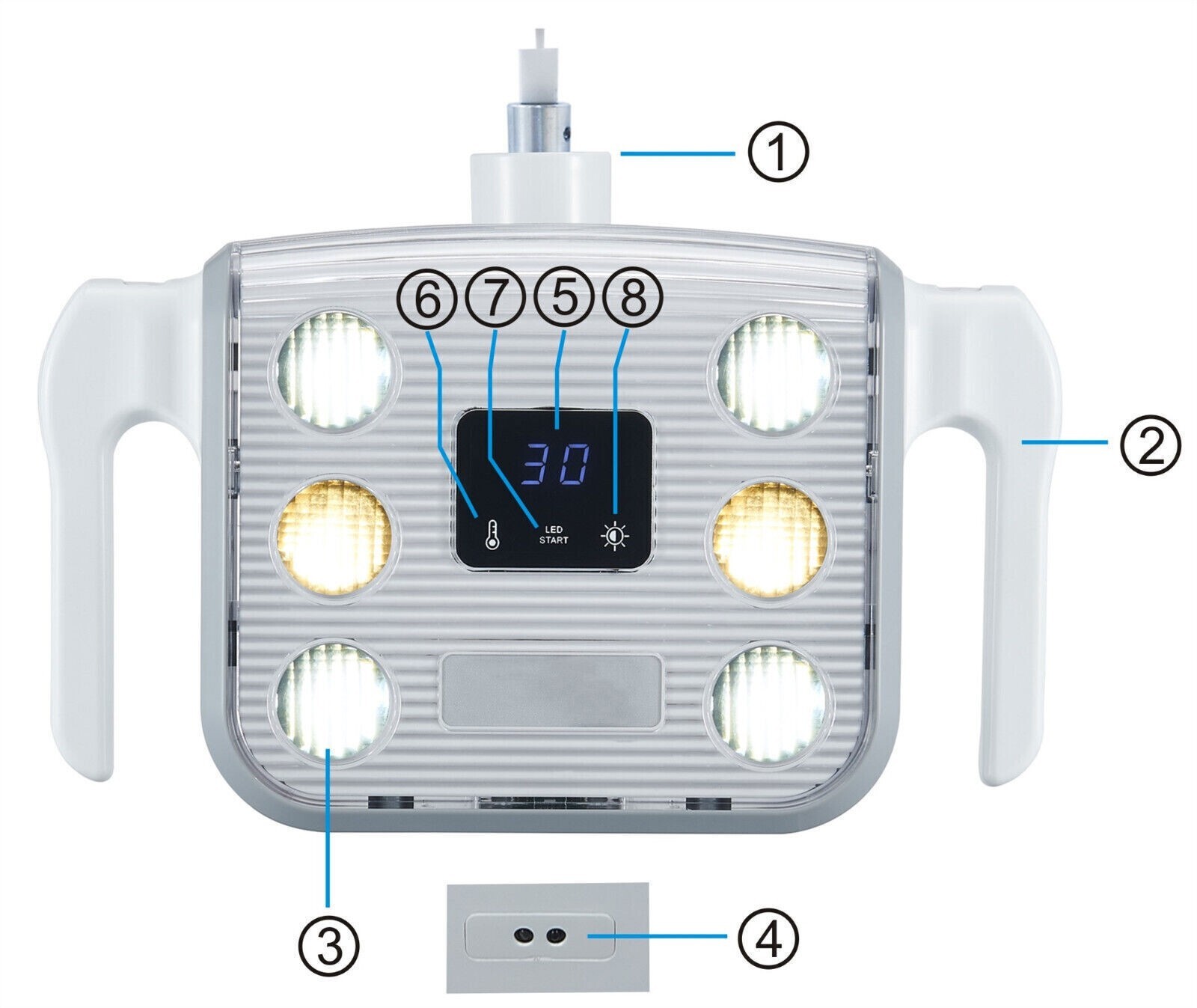6 LEDs 10W Dental Shadowless Operating Induction Lamp with LCD Display 22mm
