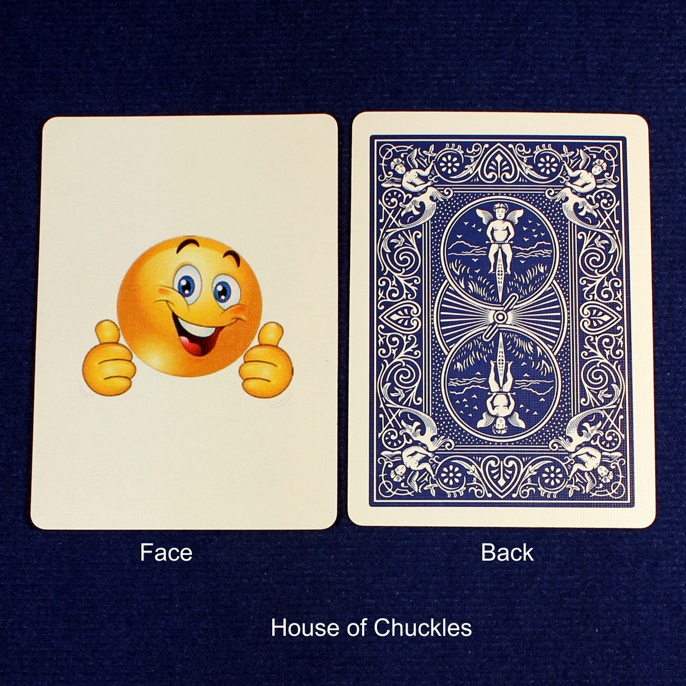 Smiley Face Thumbs Up Emoji, Bicycle Printed Gaff Card, Blue