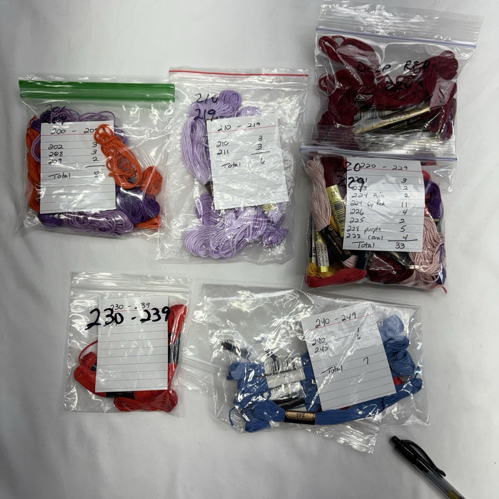 Embroidery Thread Lot Numbers 200-299 56 Skeins