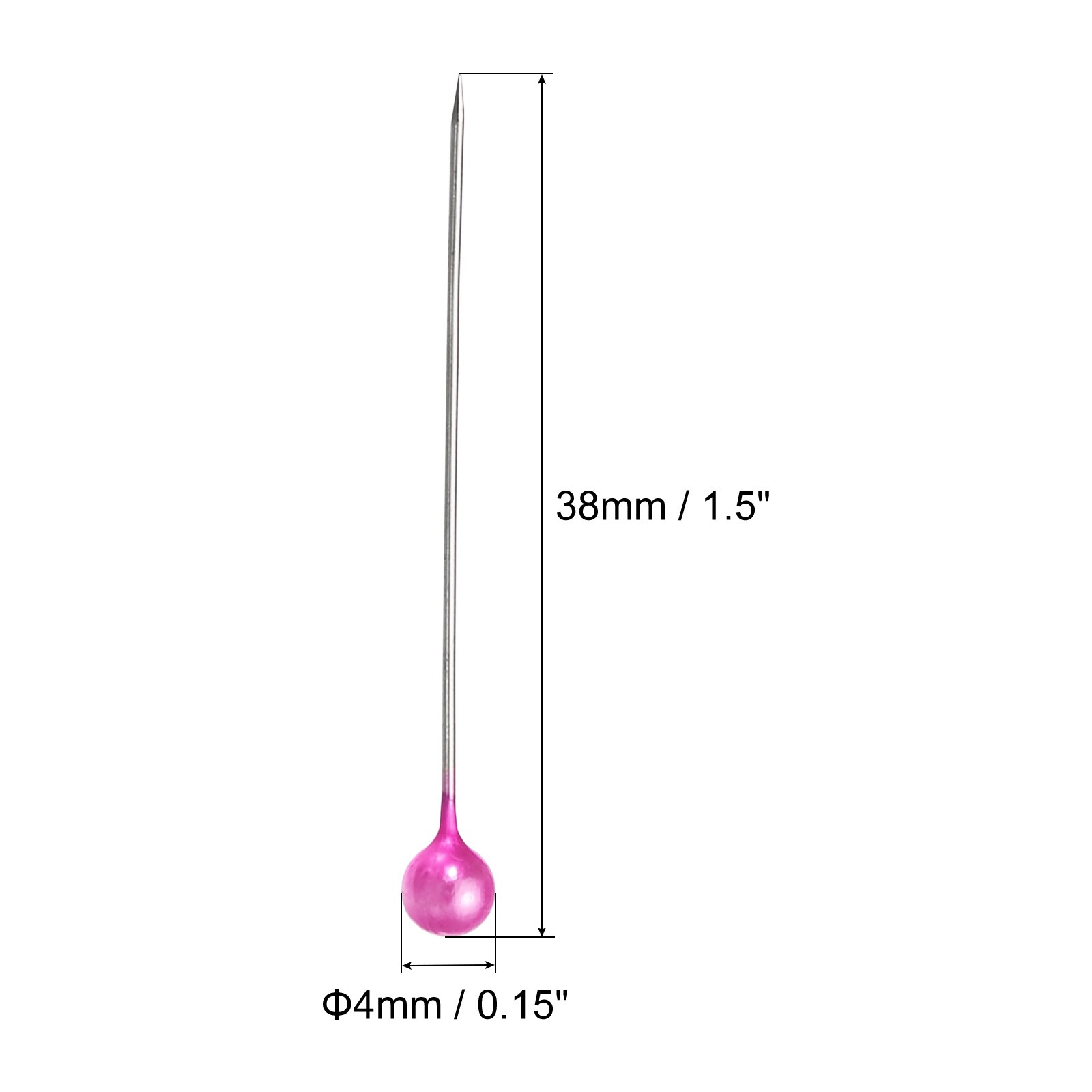 Pearl Sewing Pins, 4 Stainless Steel Ball Head Set, Pink