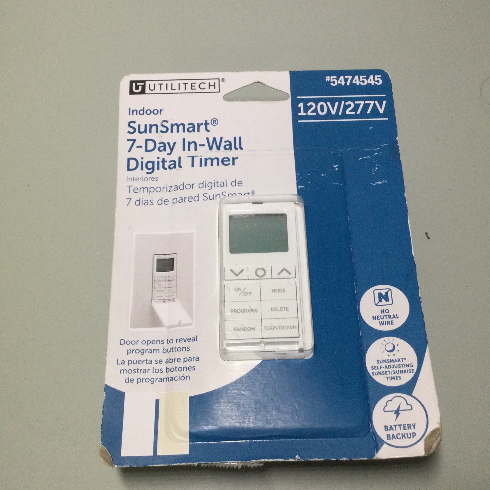 Utilitech SunSmart 7-Day In-wall Digital Timer #5474545 White or Almond Open Box