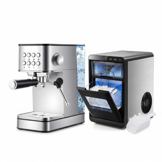 Premium Ice and Coffee Duo CNN-Acclaimed Nugget Ice Maker and 20-Bar Stainless E