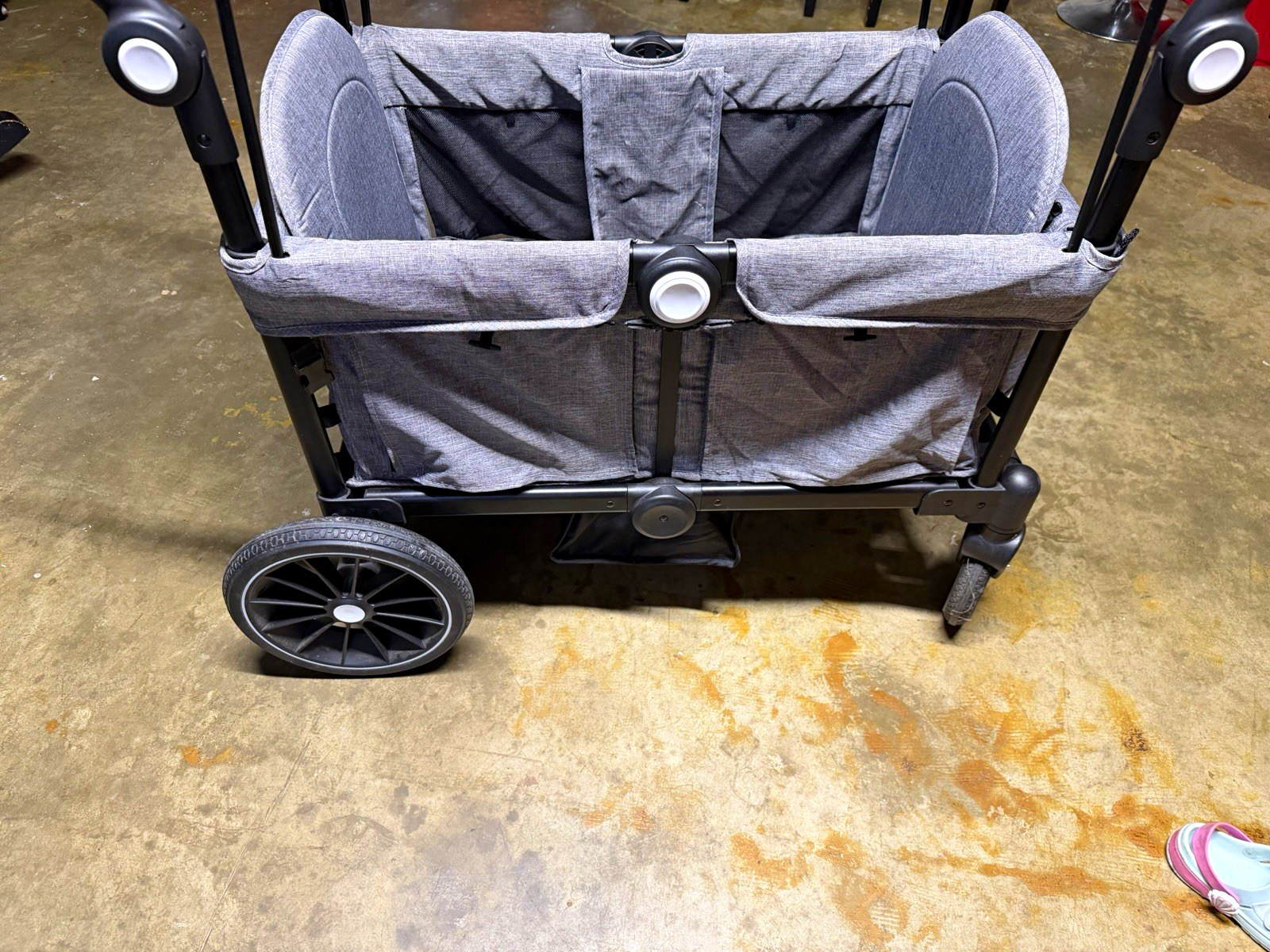 Gray & Black Pull-Along Wagon Stroller, Canopy Feature, Pull Wagon Style