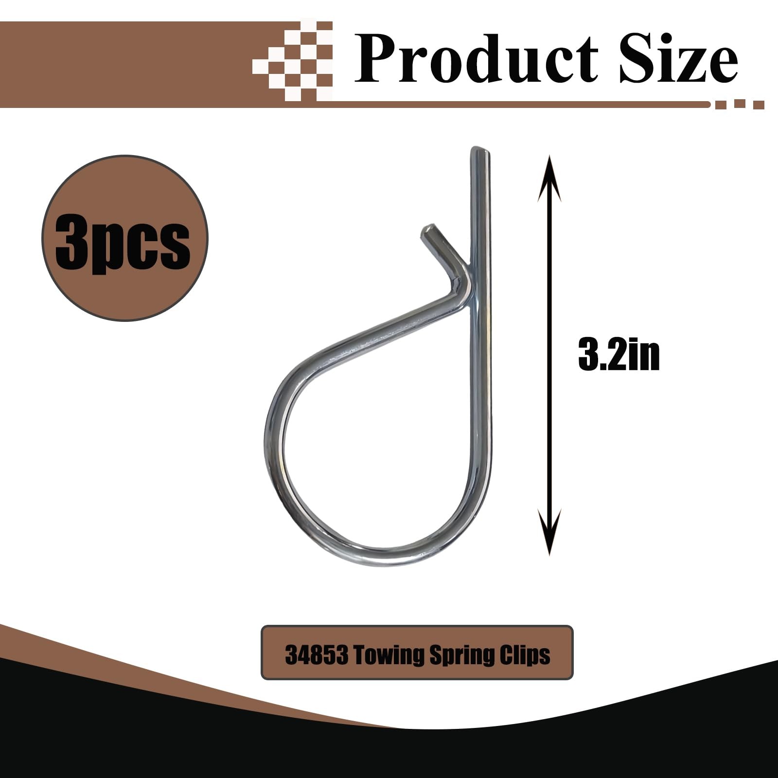 34853 Towing Spring Clips, 3-Pack for Reliable Control.