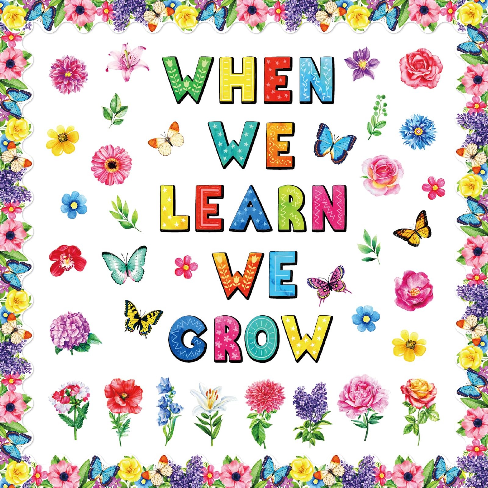 71pcs Classroom Spring Bulletin Board Floral Cutout Decorations