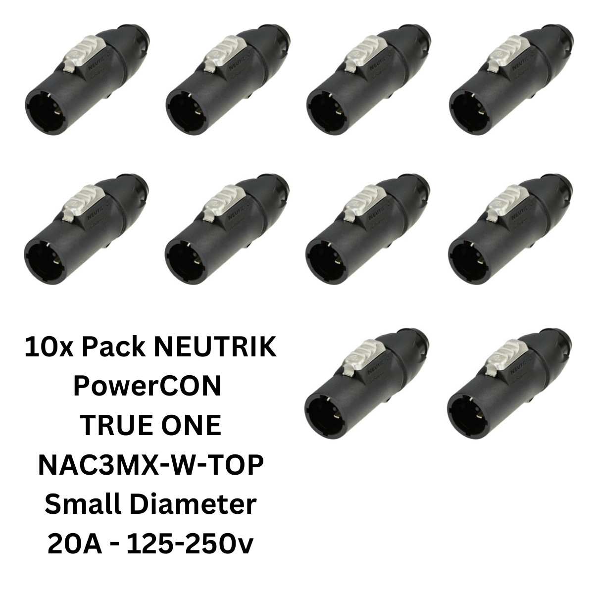 10x Pack NEUTRIK PowerCON TrueOne1 TruCon NAC3MX-W-TOP Male Waterproof 6-12mm