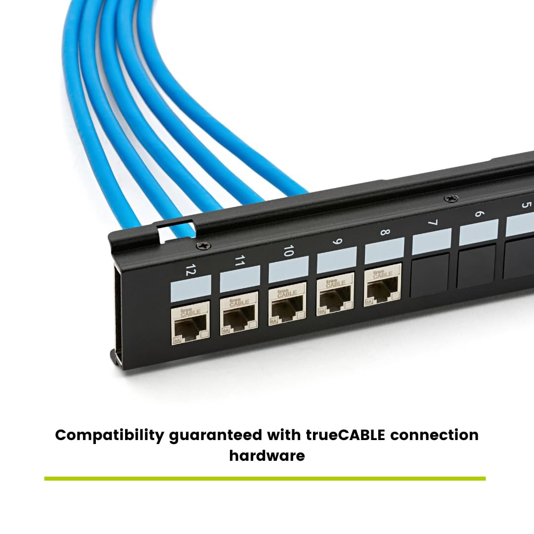 Cat6A Shielded 12-Port Blank Toolless Modular Keystone Patch Panel, Wall Moun...
