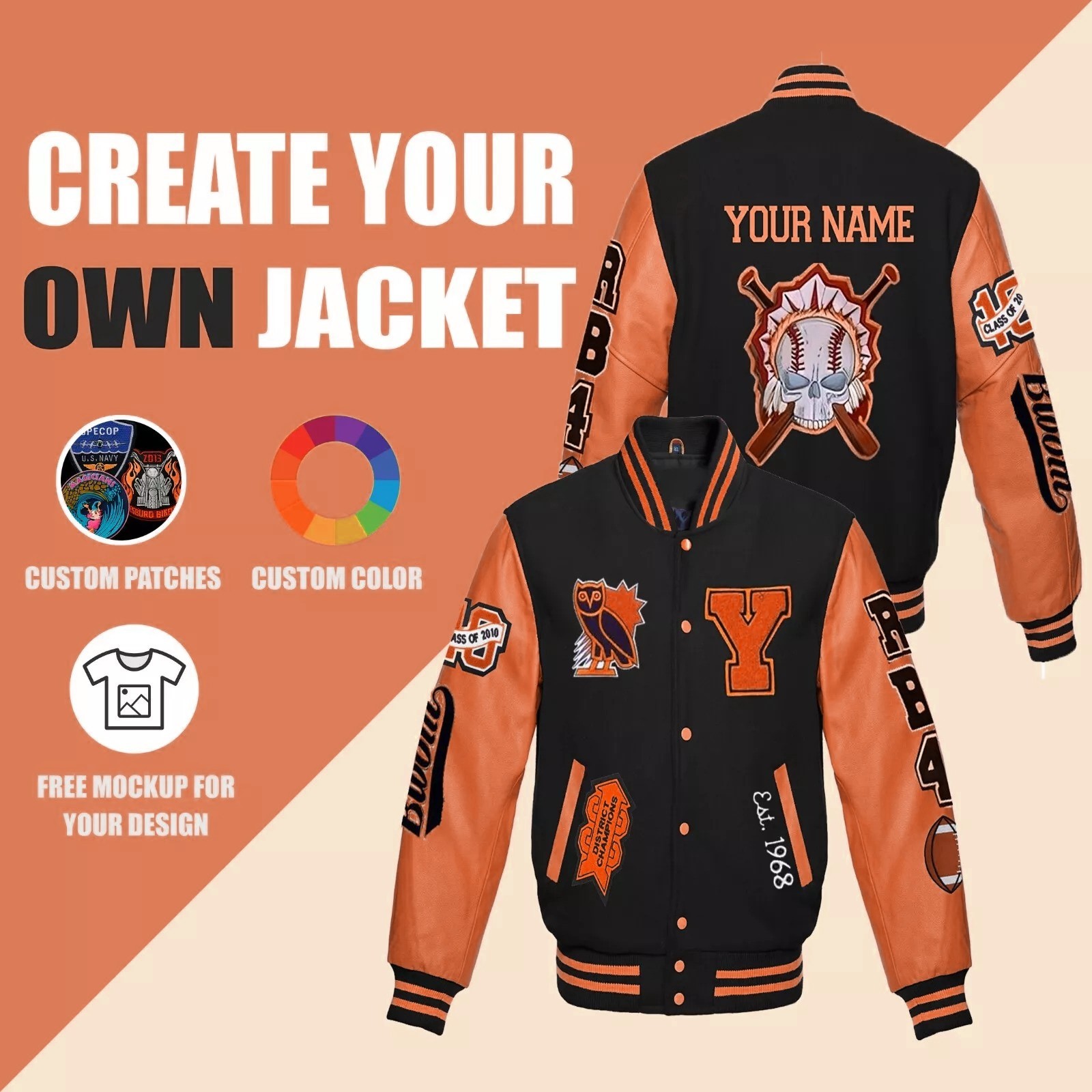 Custom Satin Jacket Personalized Jacket Varsity Jacket Embroidered Jacket