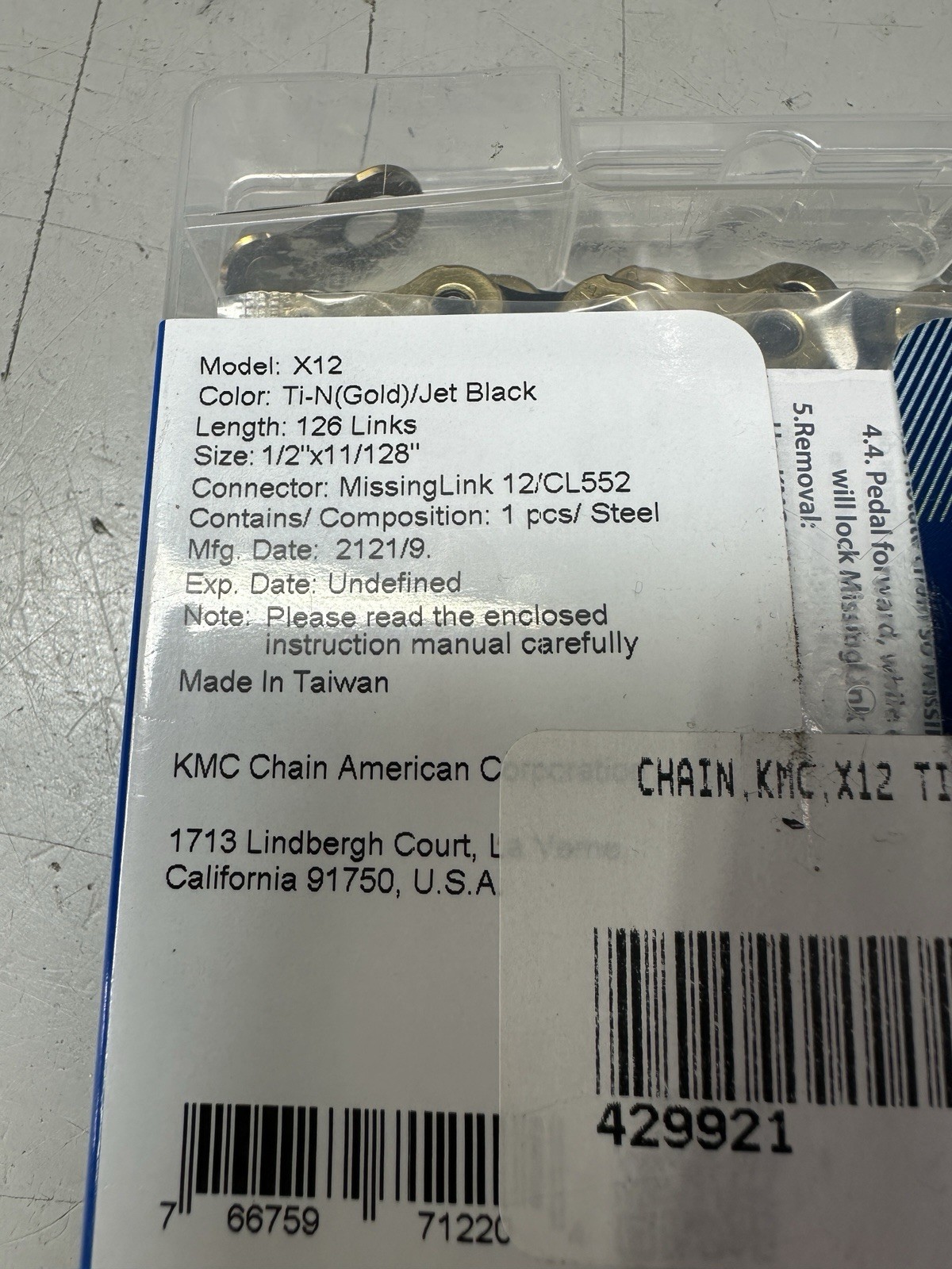 QTY 2 - KMC X12 Chains Gold Ti-N