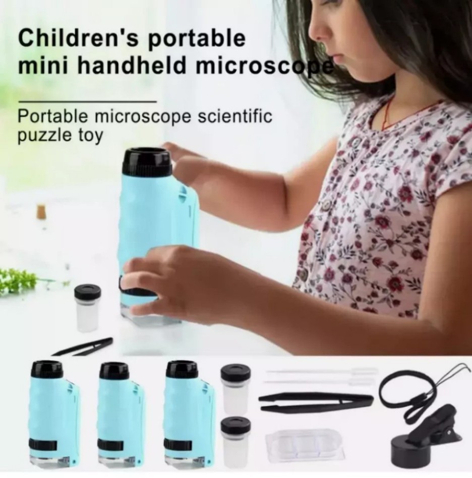 Mini Microscope for Kids gift Portable Microscope LED Lighting Small Handheld+/-