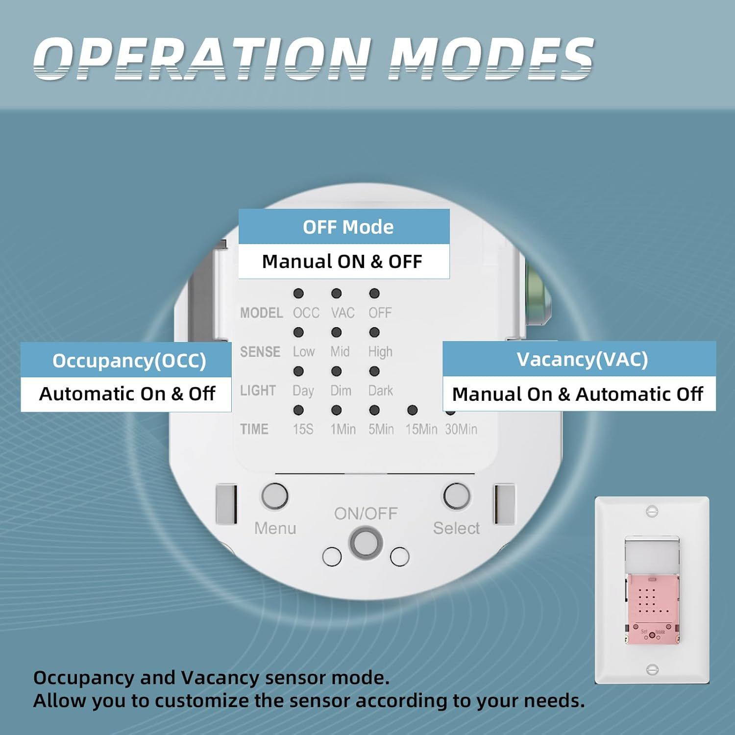ECOELER Motion Sensor Light Switch, PIR Motion Detection Wall Switch with Adjus