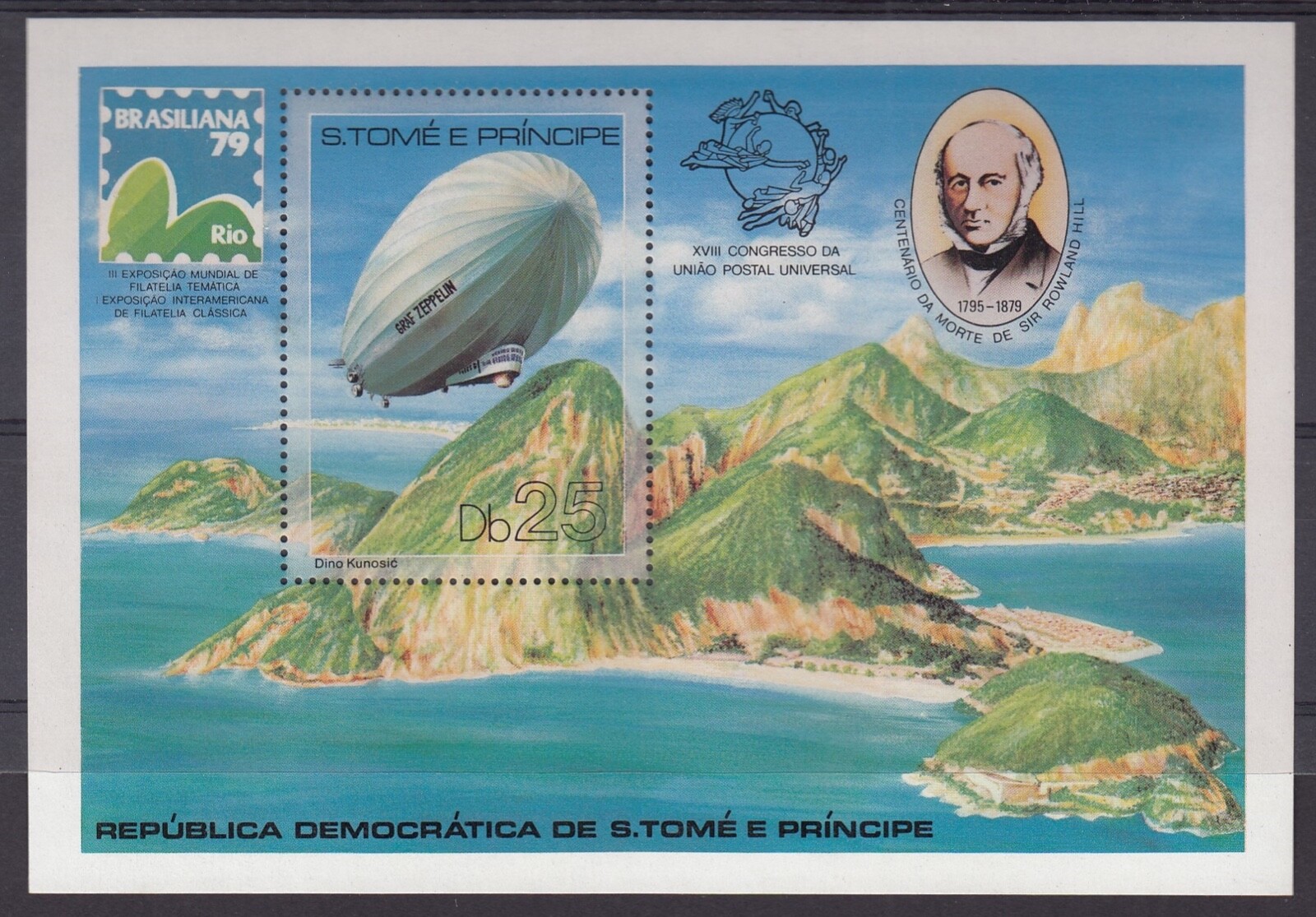 Sao Tome St Thomas & Principe 1978 Rowland Hill Zeppelin MS - MUH Mint Unhinged