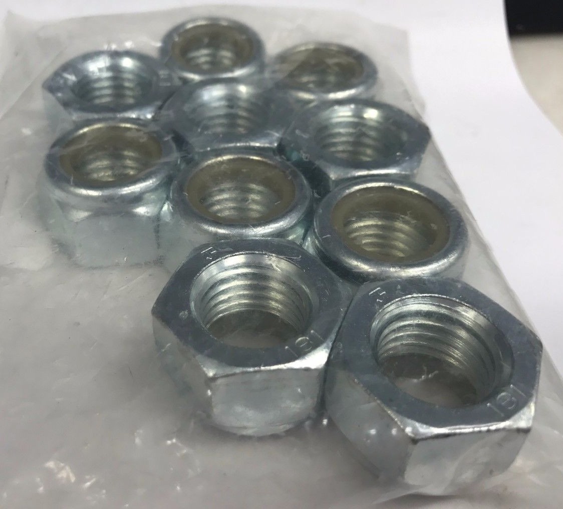 QTY/10 Hex Nylock Nuts 3/4" Nylon Insert Lock nuts, Stainless