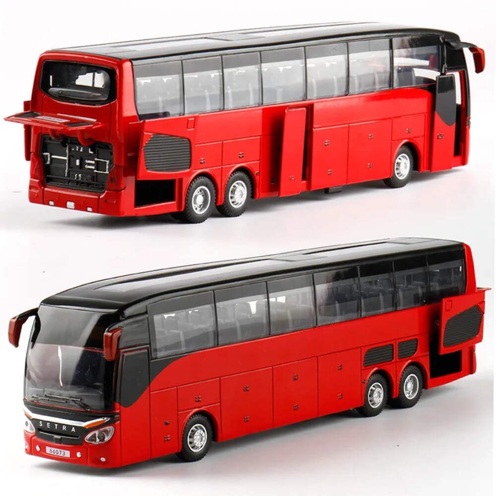 1:32 High Quality Alloy Double Deck Bus Sound Light Metal Diecast Pull Back Simu