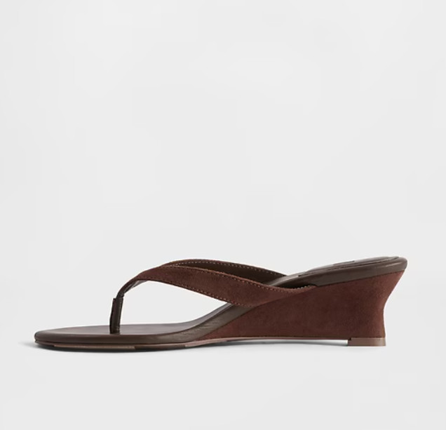 GAP Vegan Leather Wedge Thong Sandals, Chocolate Cake Brown