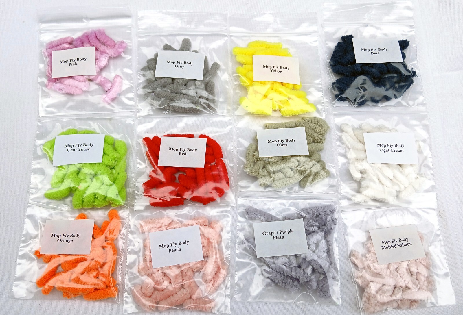 288 MOP FLY Body Material 12 Pack SAMPLER with 24 Each - 12 different colors