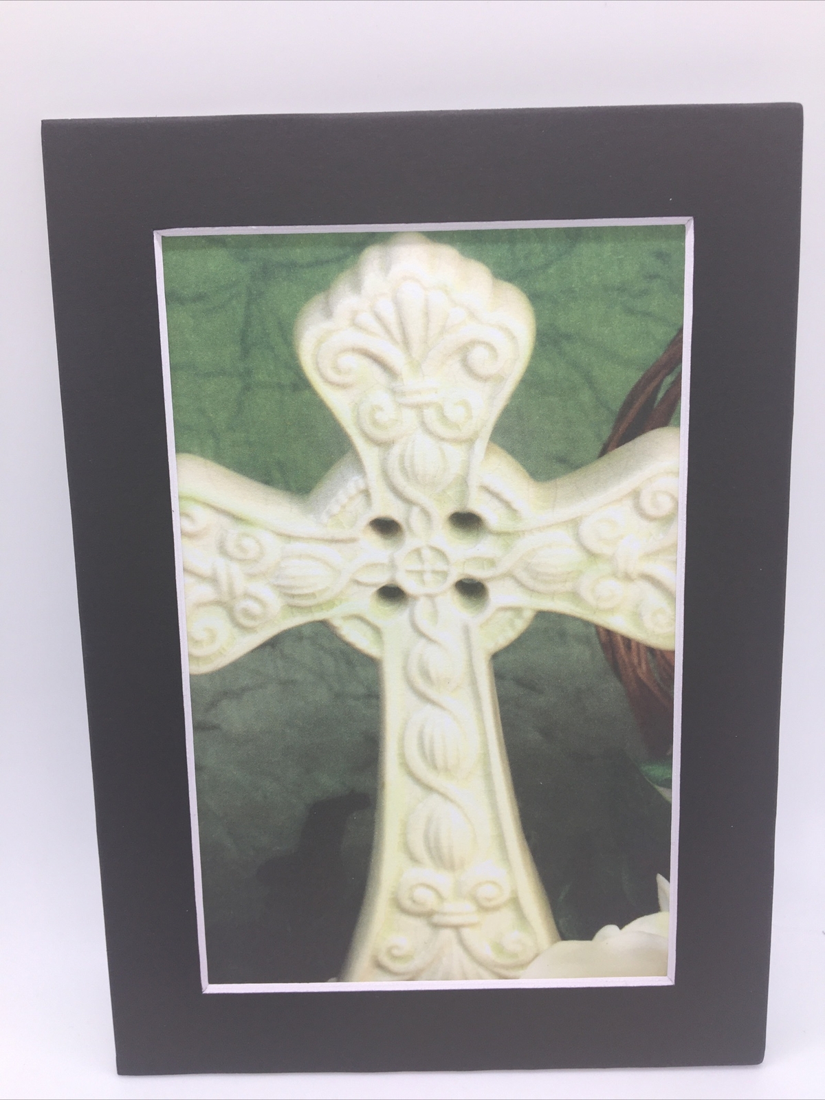 New Handmade 5x7 (Matted) Inspirational Porcelain Cross Free Ship 231