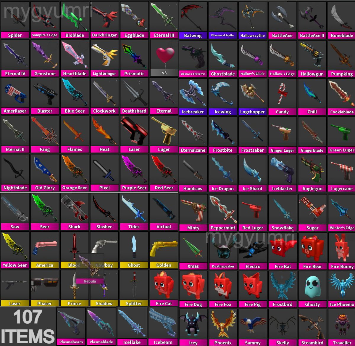 MM2 107 GODLYS LARGE BUNDLE *HIGH VALUE + LEGIT*
