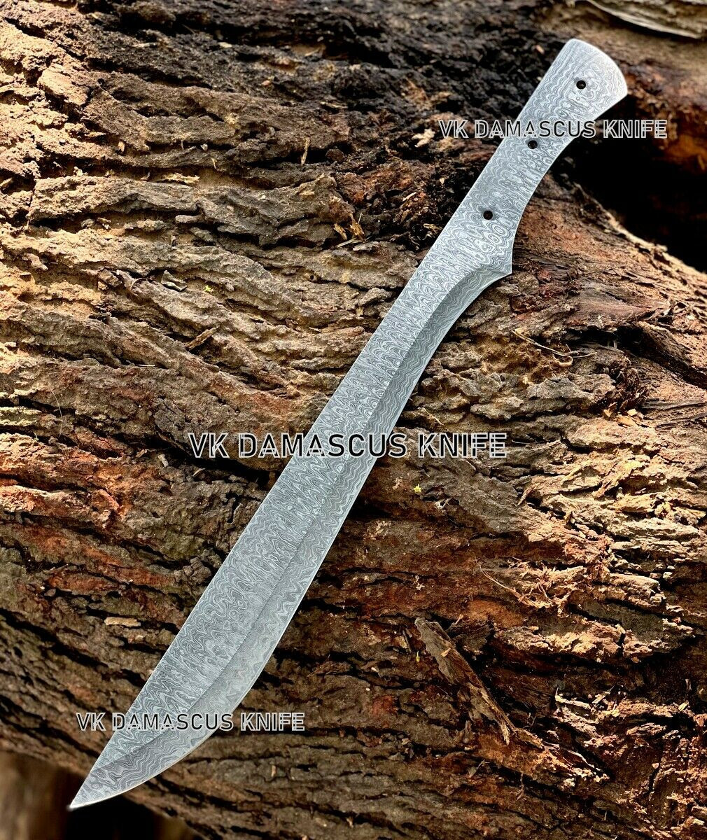 21-in Bolo Machete Knife Blade Blank Hand made Damascus Steel Blank Blades