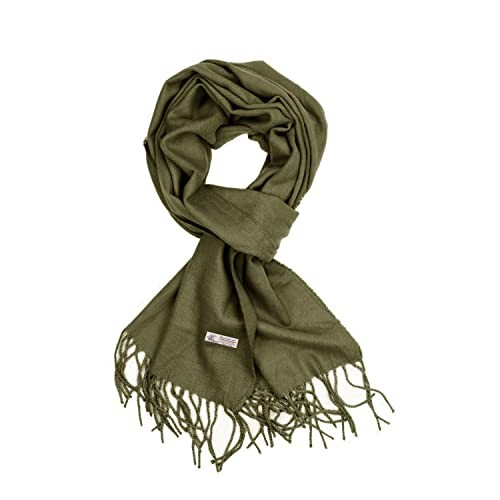 Plain Solid Color Cashmere Feel Classic Soft Luxurious Winter Olive Green