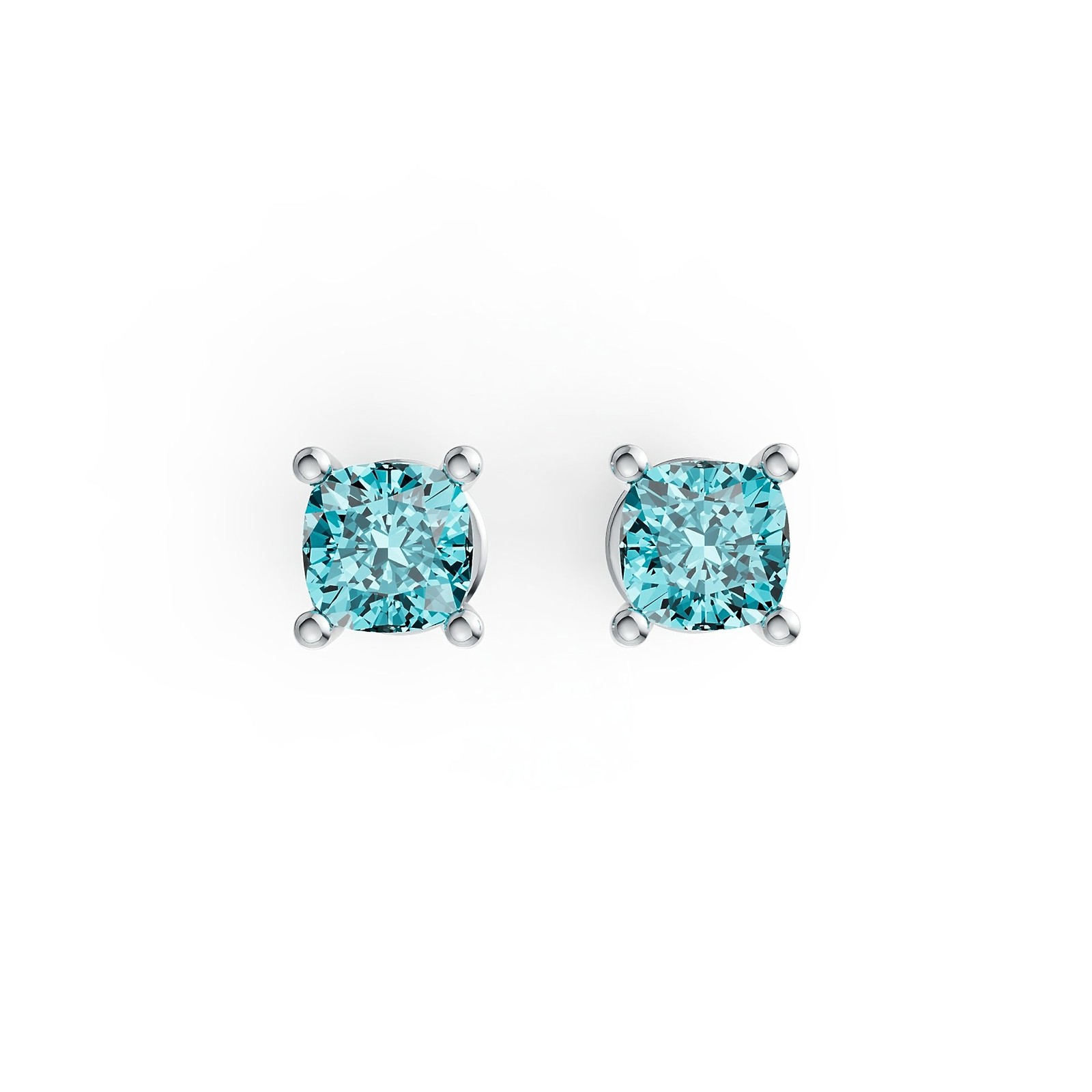 Sterling Silver Semi Mount Earrings Setting Cushion CU 4x4mm Stud