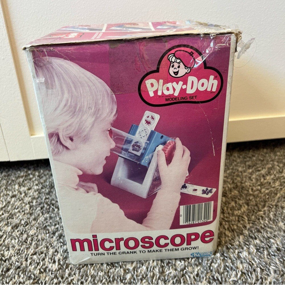 Play-doh Vintage 1980 Microscope Crank Out Crazy Critters In Box Set Kenner