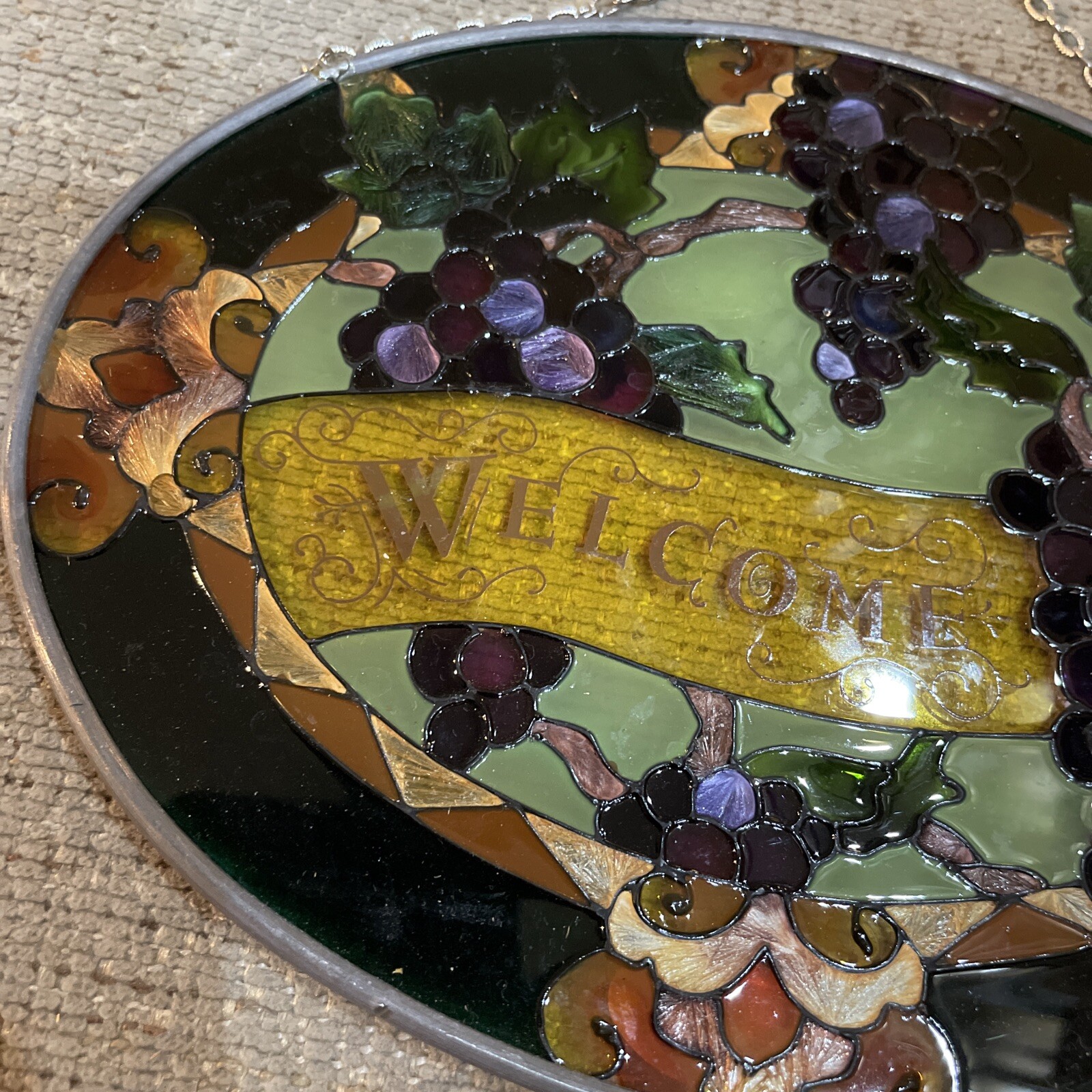 Welcome Suncatcher with Grapes 7" x 5.5"
