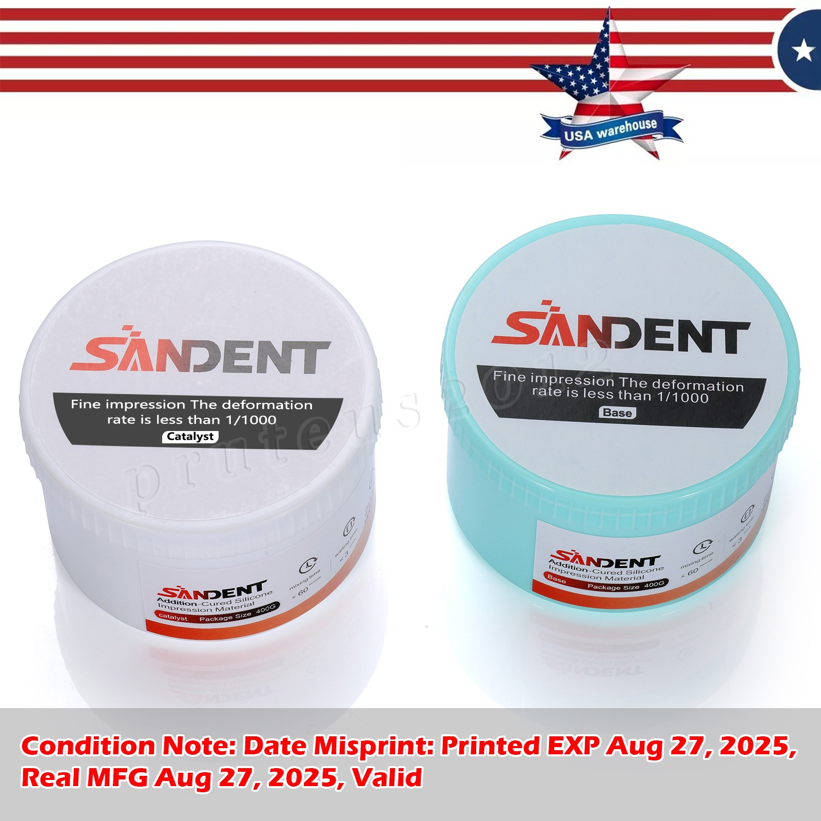 2 Sets Dental Putty PVS VPS Impression Material Base Normal Set 2 x 400g