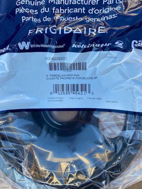 Genuine Frigidaire 6' Porcelain Burner Drip Pan A316222201 - BUY MORE & SAVE!!