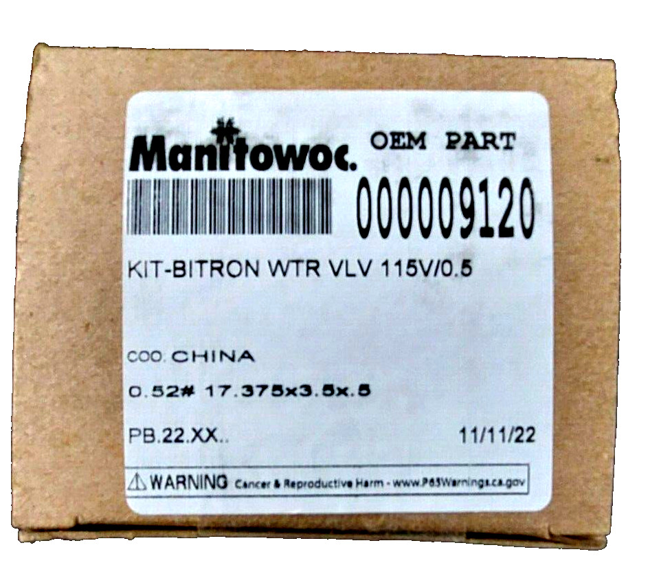 MANITOWOC 000009120 OEM Replacement part Kit-Bitron water valve 115V