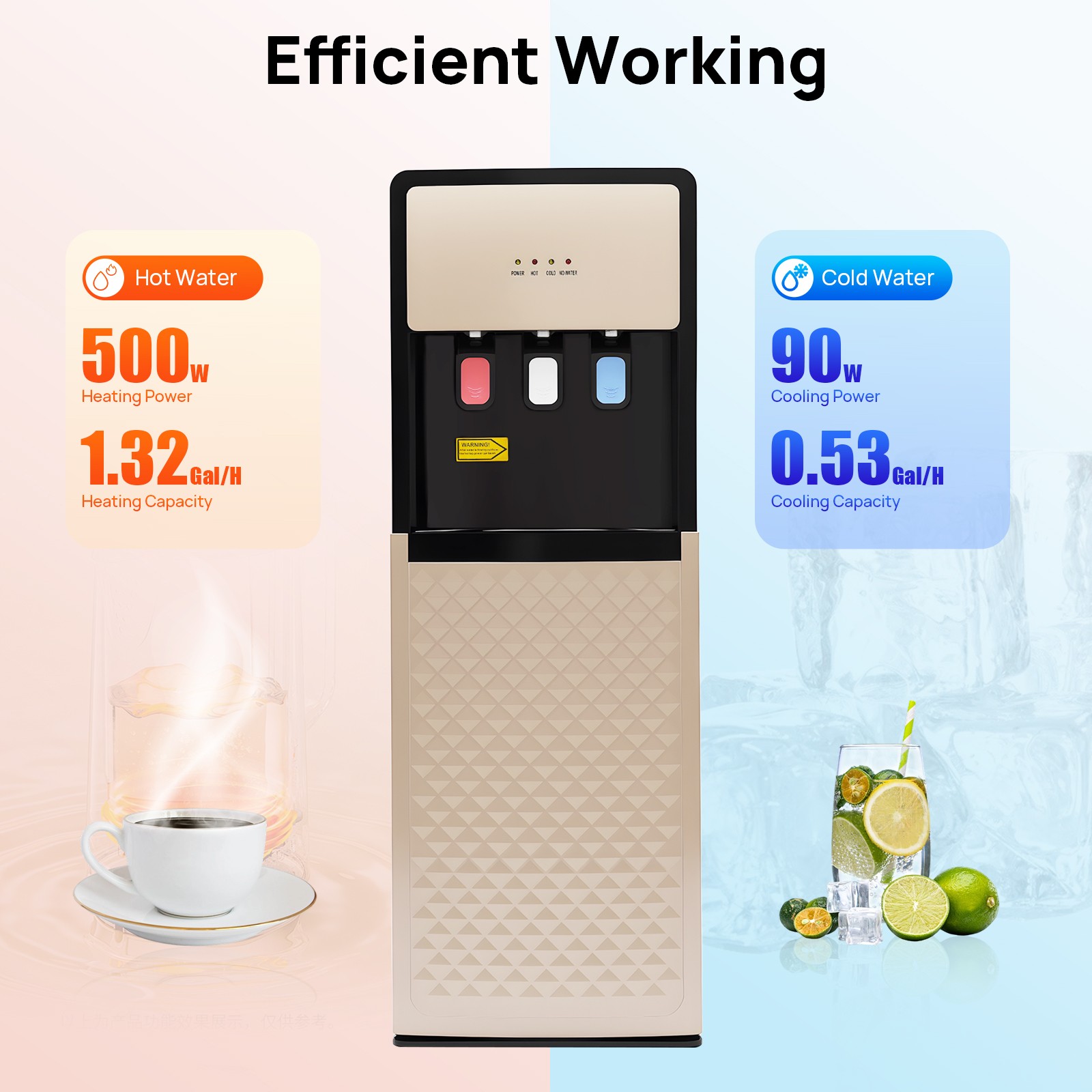 500W Bottom Loading Water Cooler Dispenser Hot & Cold Water Floor Standing