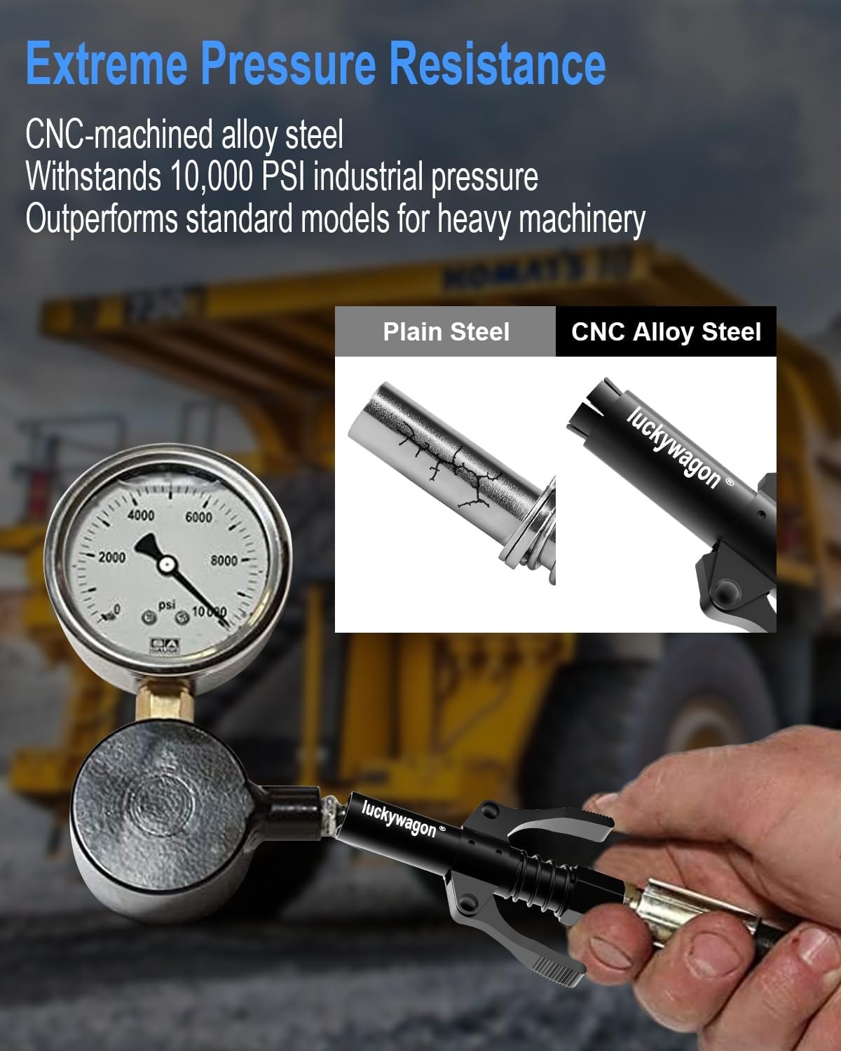 Grease Gun Coupler Black Leakproof Grease Gun Tips Quick Lock Release High Pr...