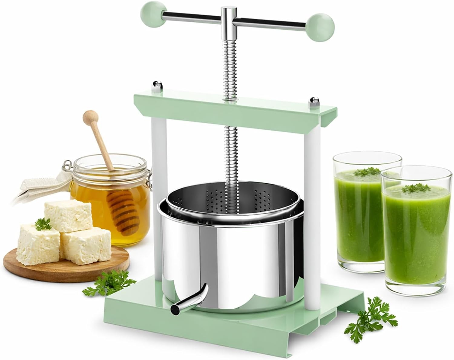 1.6Gallon 6L Stainless Steel Manual Press Juicer Fruit Vegetable Honey Extractor