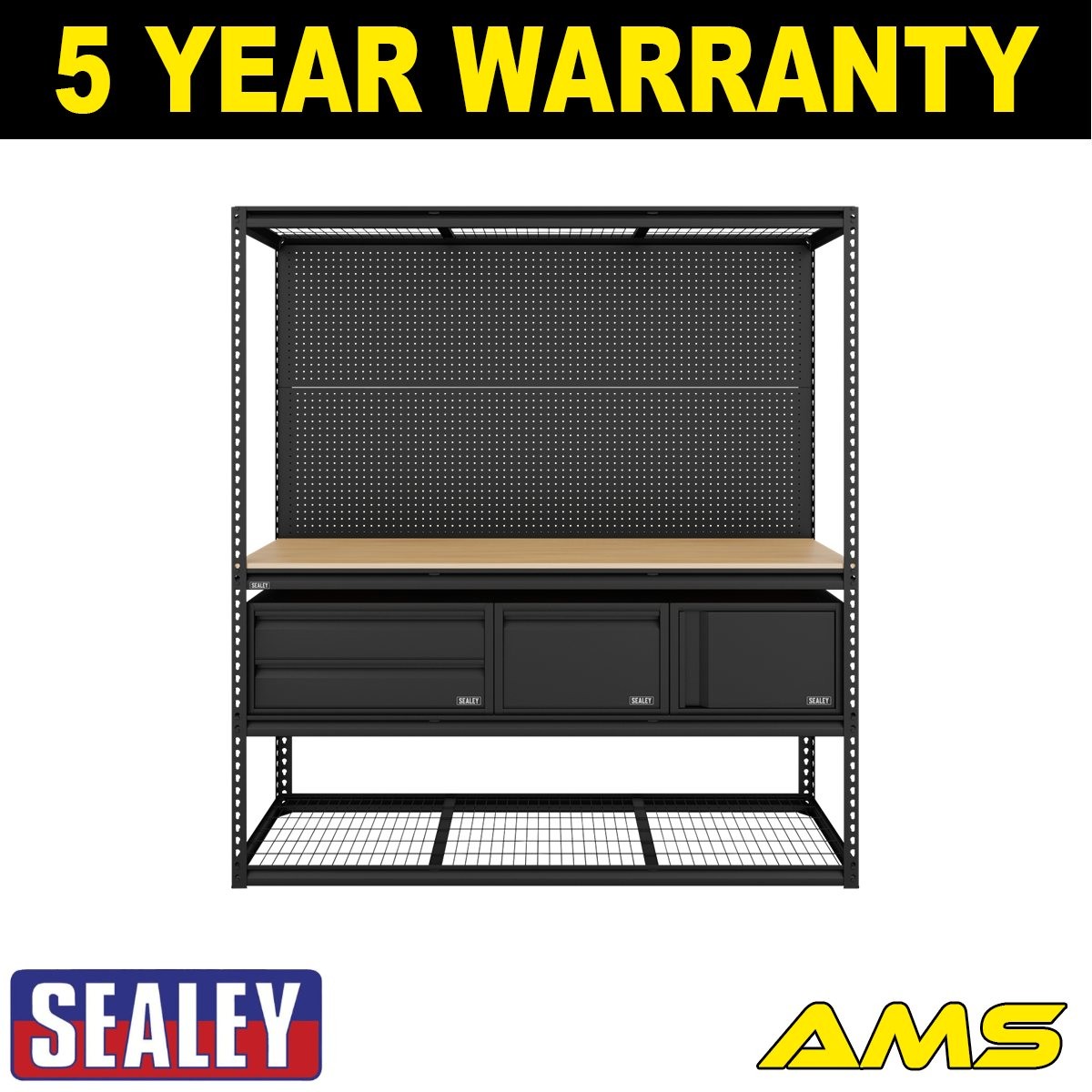 Sealey Heavy-Duty Modular Workbench & Racking Kit with 3 Storage Units