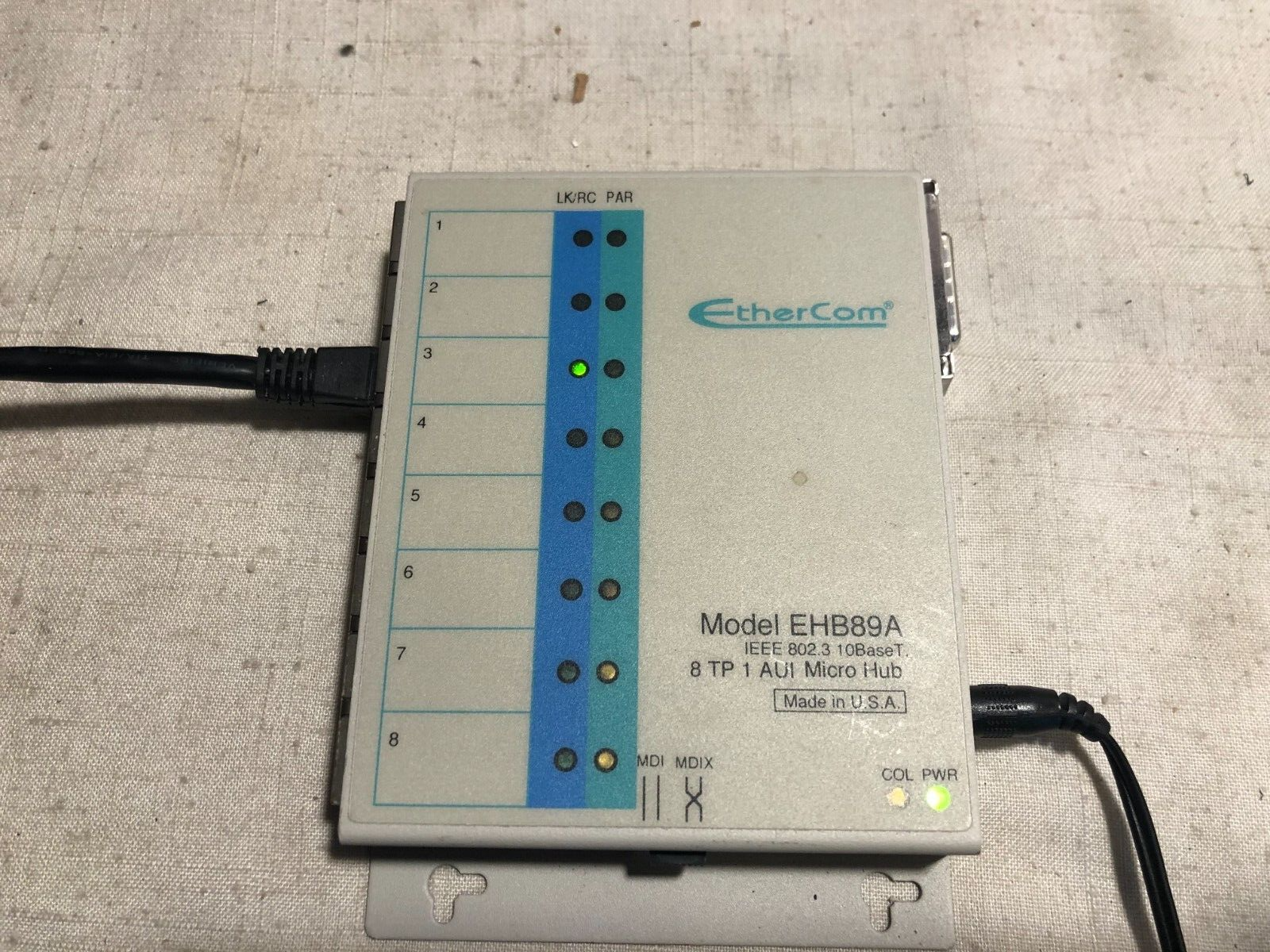 VINTAGE EtherCom 9 port Ethernet 10baseT Hub EHB89A With Power Adapter Tested