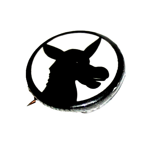Democratic Donkey Black Presidential Political Button Pin Back NOS New 1960s