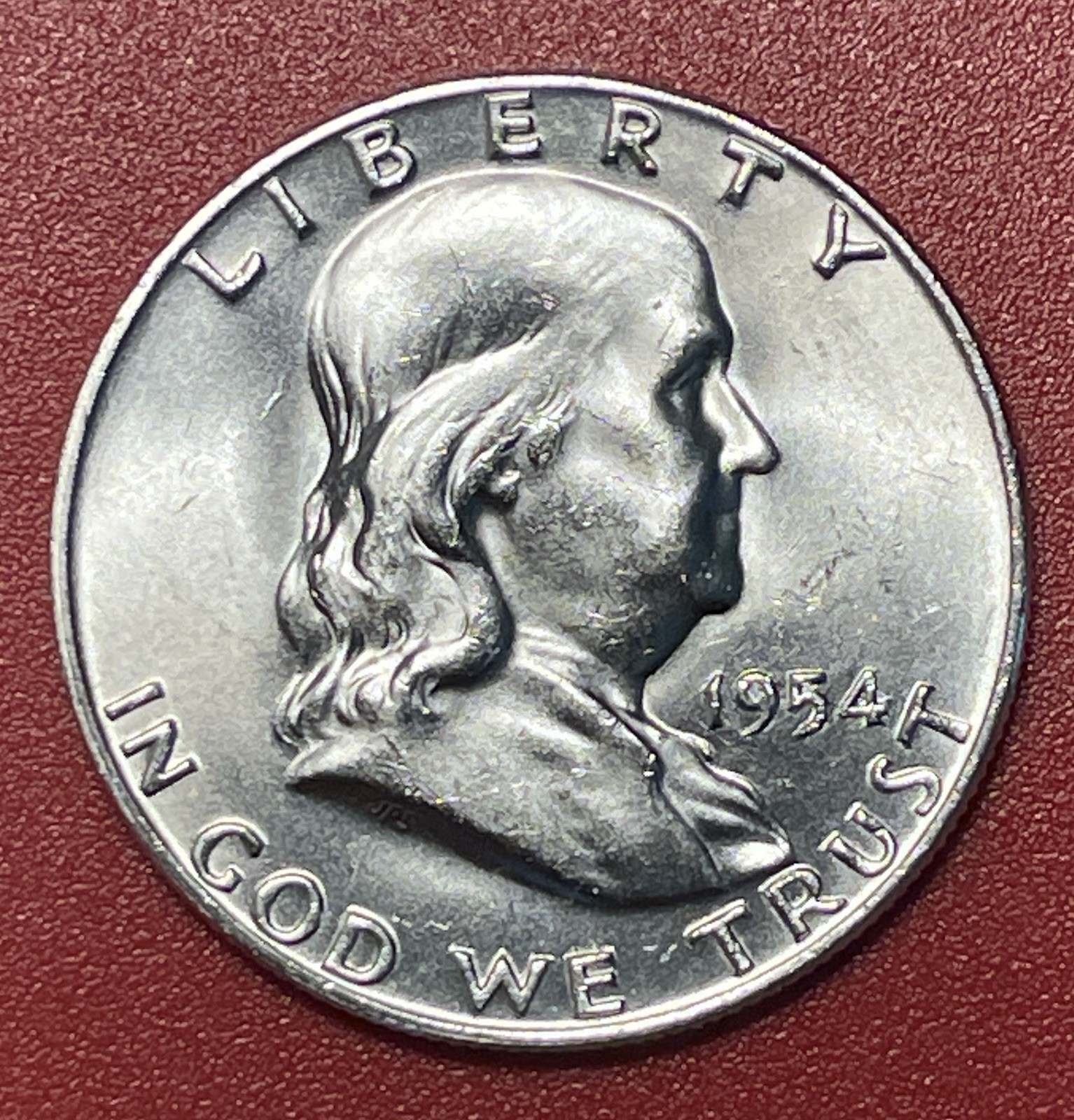 1954 D Franklin Silver Half Dollar, Choice Uncirculated.