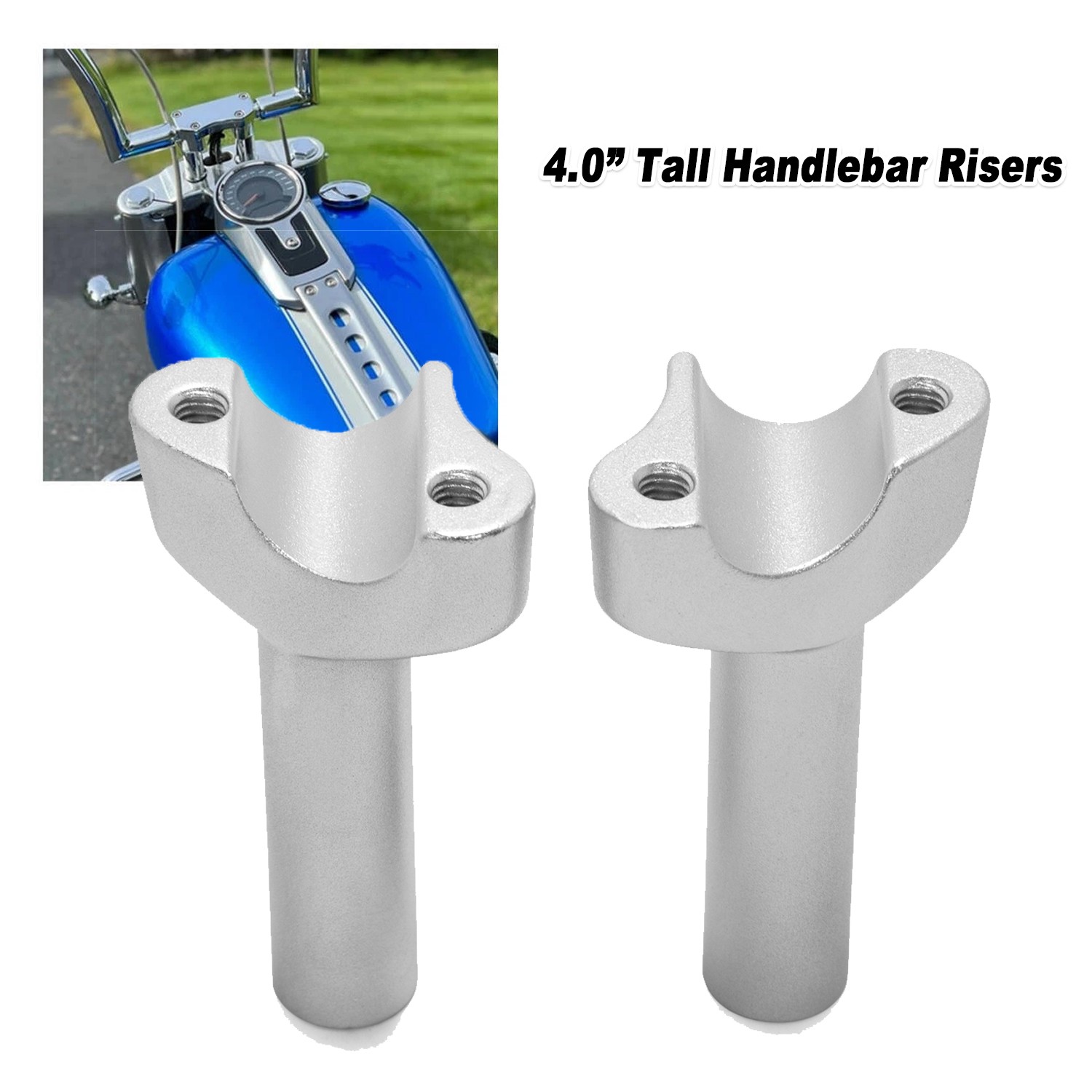 4" Straight CNC 1" Handlebar Risers For Harley Sportster 883 XL883 Fat Boy FLST