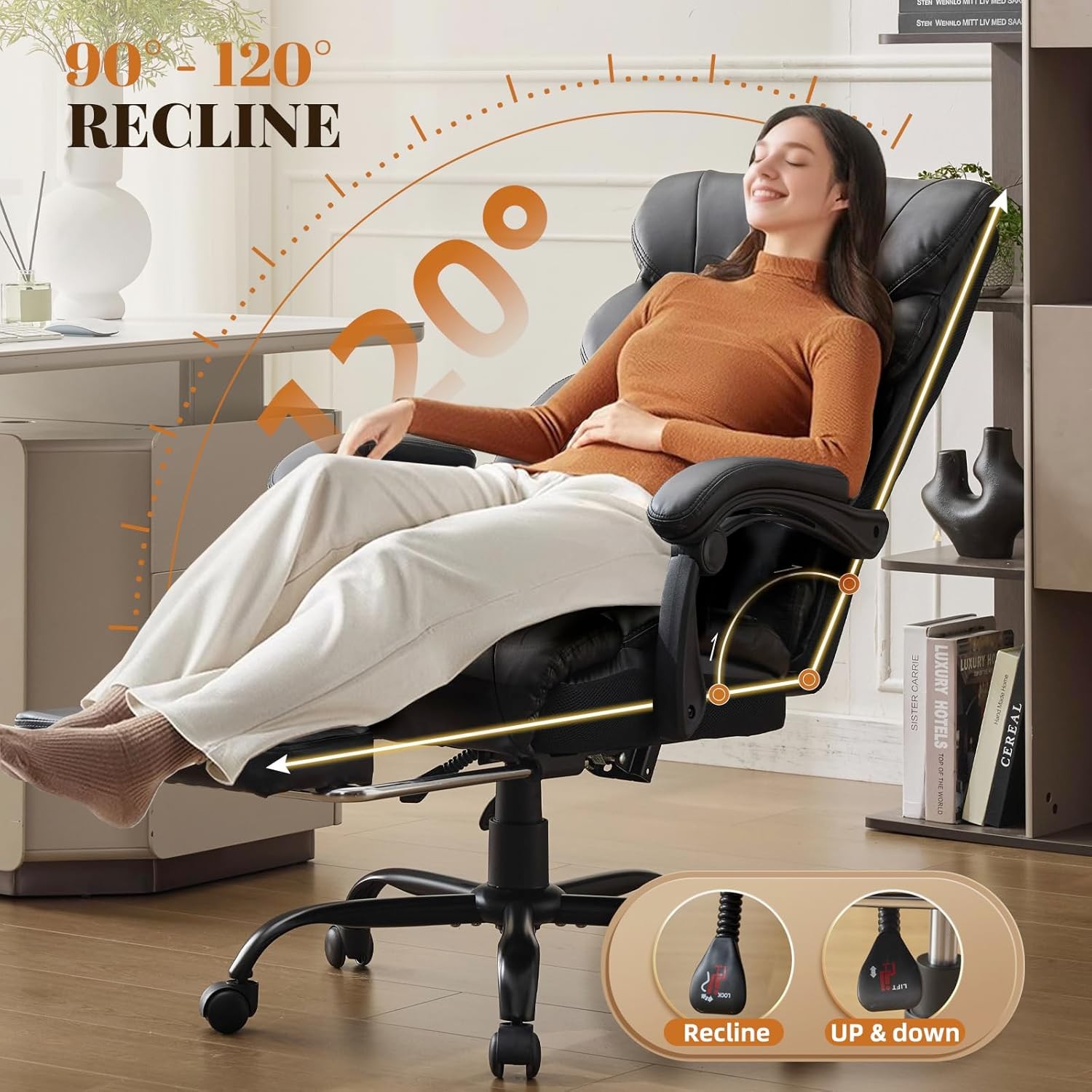 Wide Ergonomic Computer Chair with Footrest, 500lbs Big and Tall Office Chair