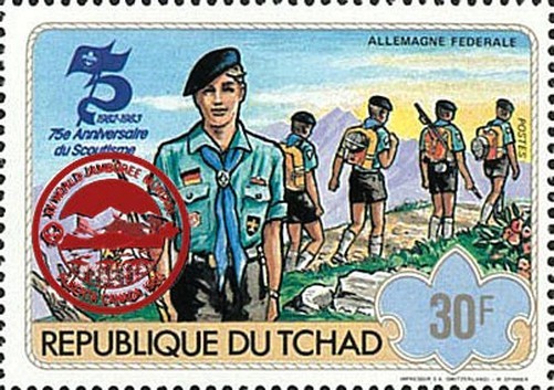 Chad 1983 Scouting Stamps Perf. 75th Anniversary Red Series No 10