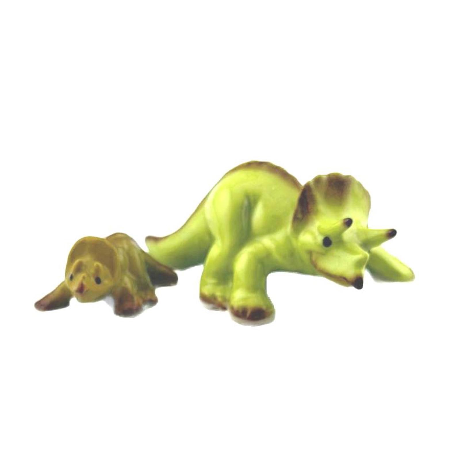 Hagen Renaker Vintage Miniature Retired Figurine Triceratops Mama and Baby