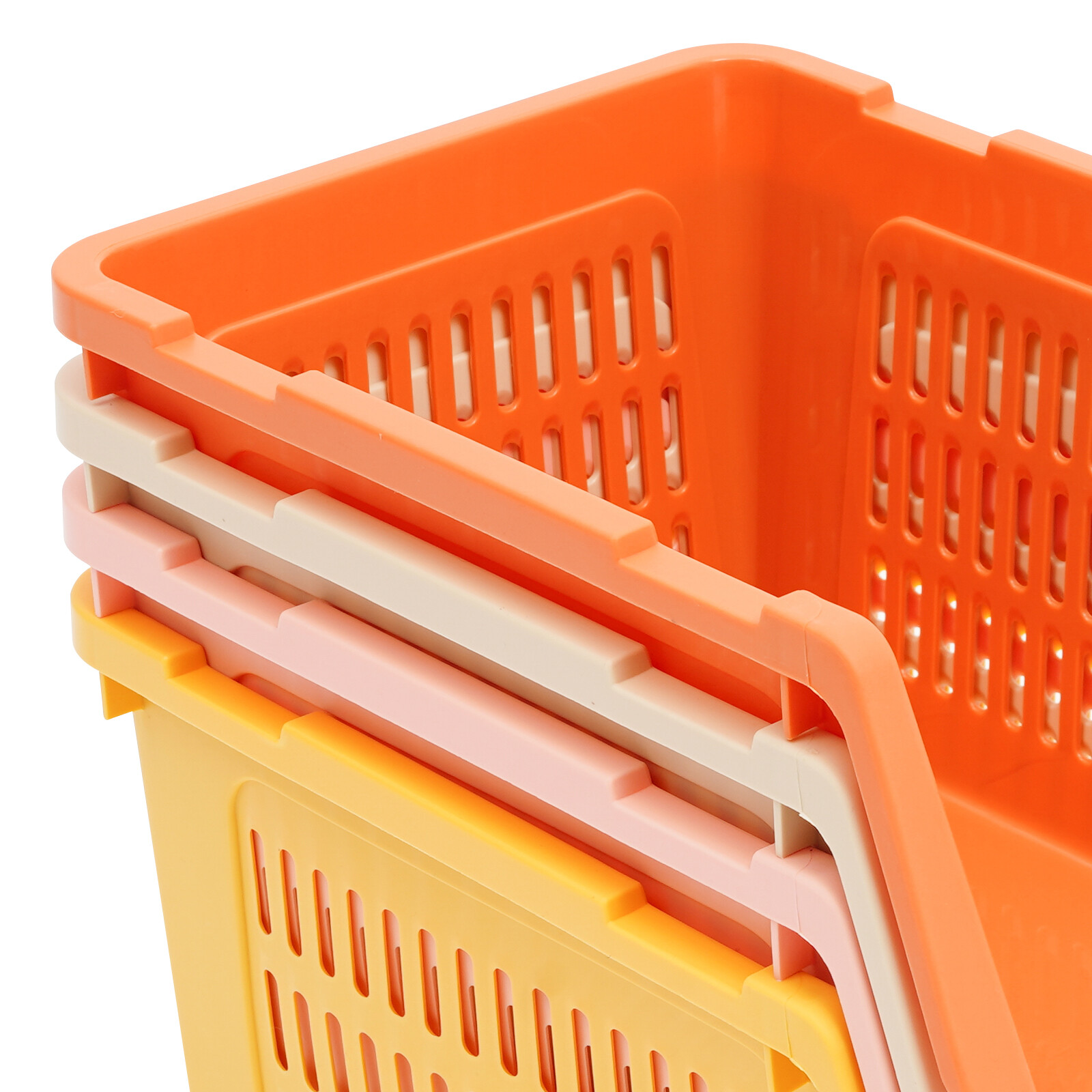 4PACK Household Plastic Storage Baskets, Small Pantry Organizer Bins Stackable