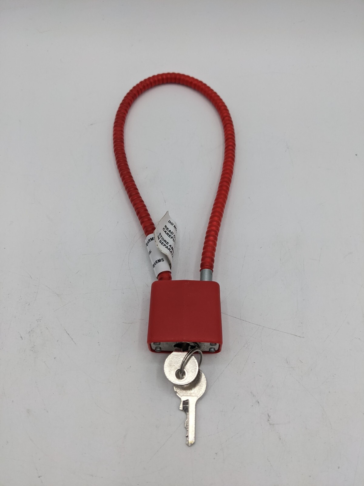 New Old Stock  Red Cable Lock Firearms Pistol Storage  2 Keys
