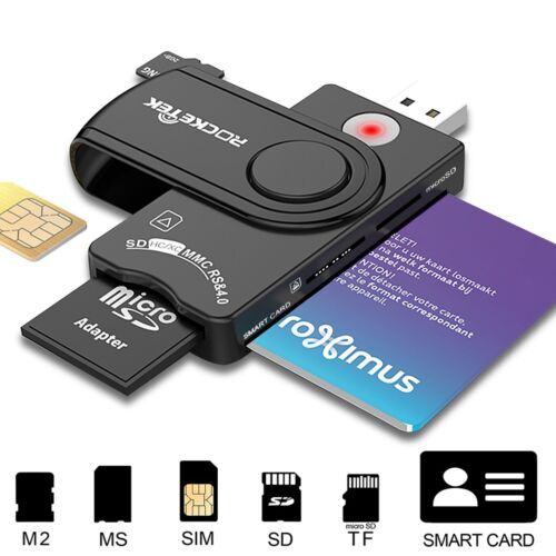7-in-1 USB Smart Card Reader Micro SD MS SIM Memory Adapter for Computer CA