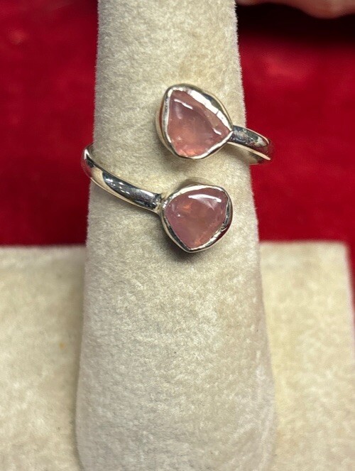 Rose Quartz thumb ring sterling silver size 5