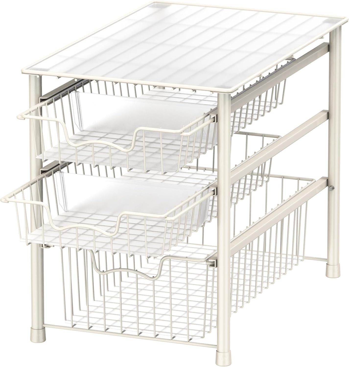 Elegant 3-Tier Stackable Sliding Basket Organizer - Perfect for Kitchen & Bath