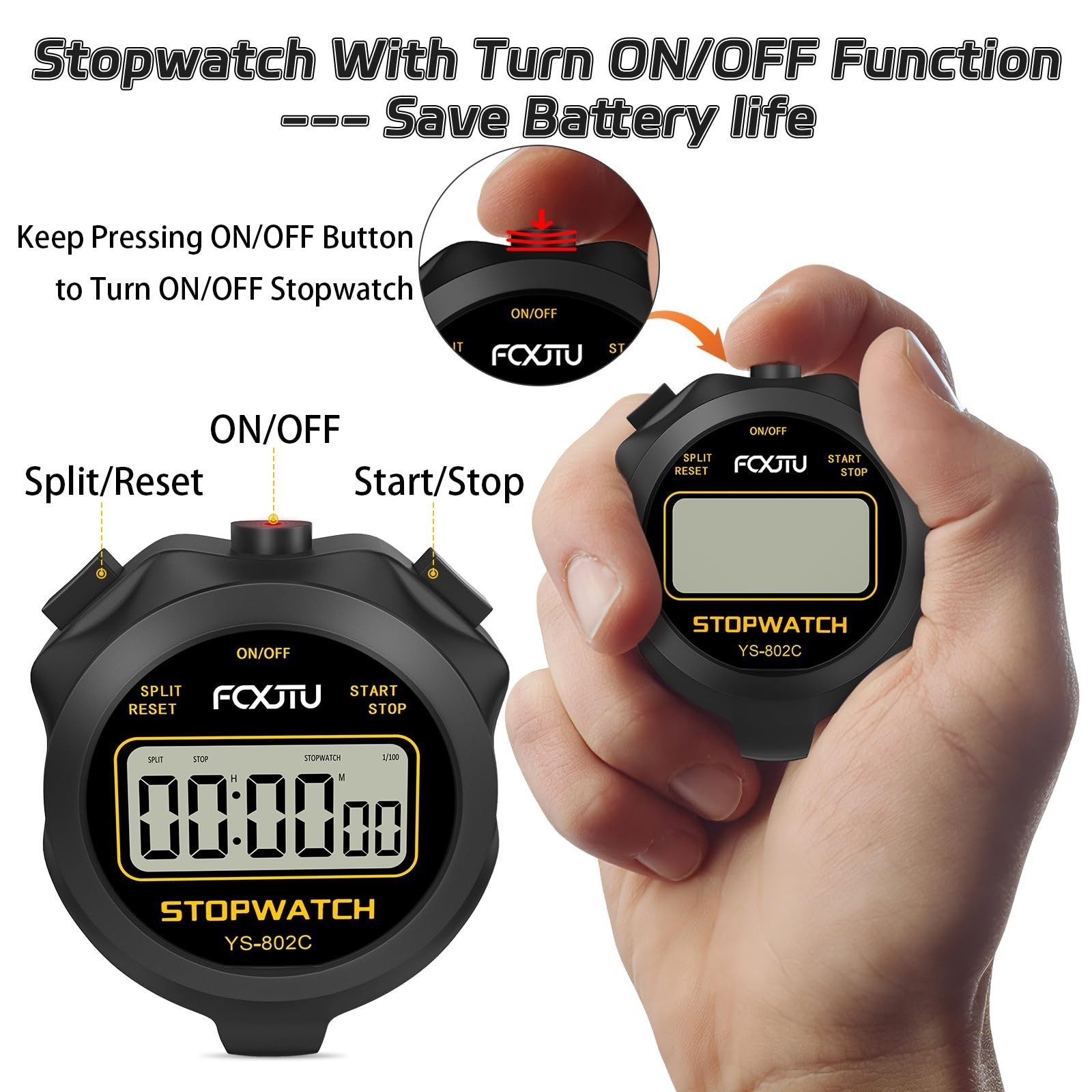 FCXJTU 2Pack Simple Basic Stopwatch Timer, Only Stopwatch Mode No Bells, No C...