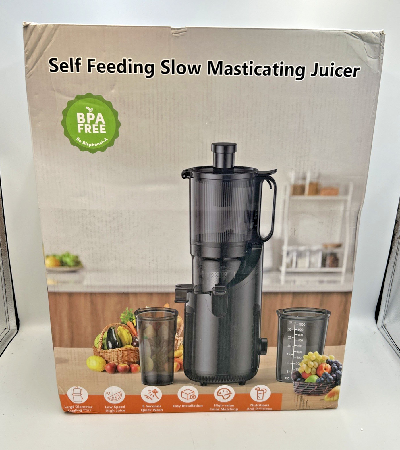 Cold Press Juicer, Amumu Slow Masticating Machines with 5.3" Extra Large Feed...