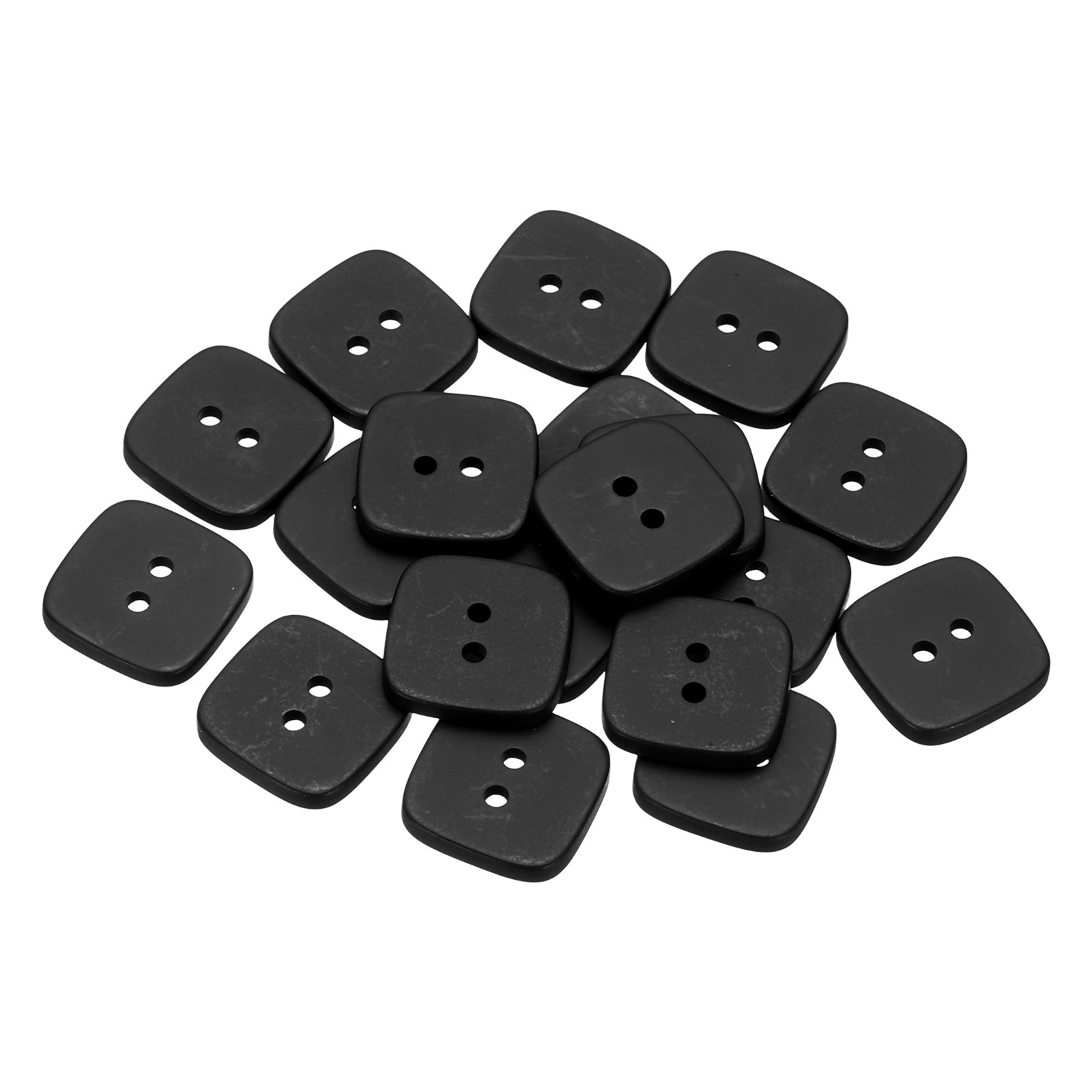 20pcs Sewing Button 22mm (7/8") 2 Holes Square Resin Button, Black