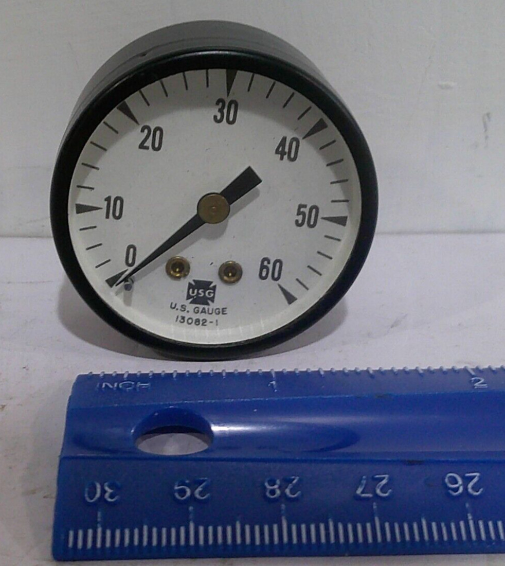 U.S.G. AIRCRAFT MICRO PRESSURE GAUGE (0-60)  1.5 INCH GLASS FACE NEW